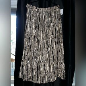 Nine West Black and White Pleated Midi Skirt